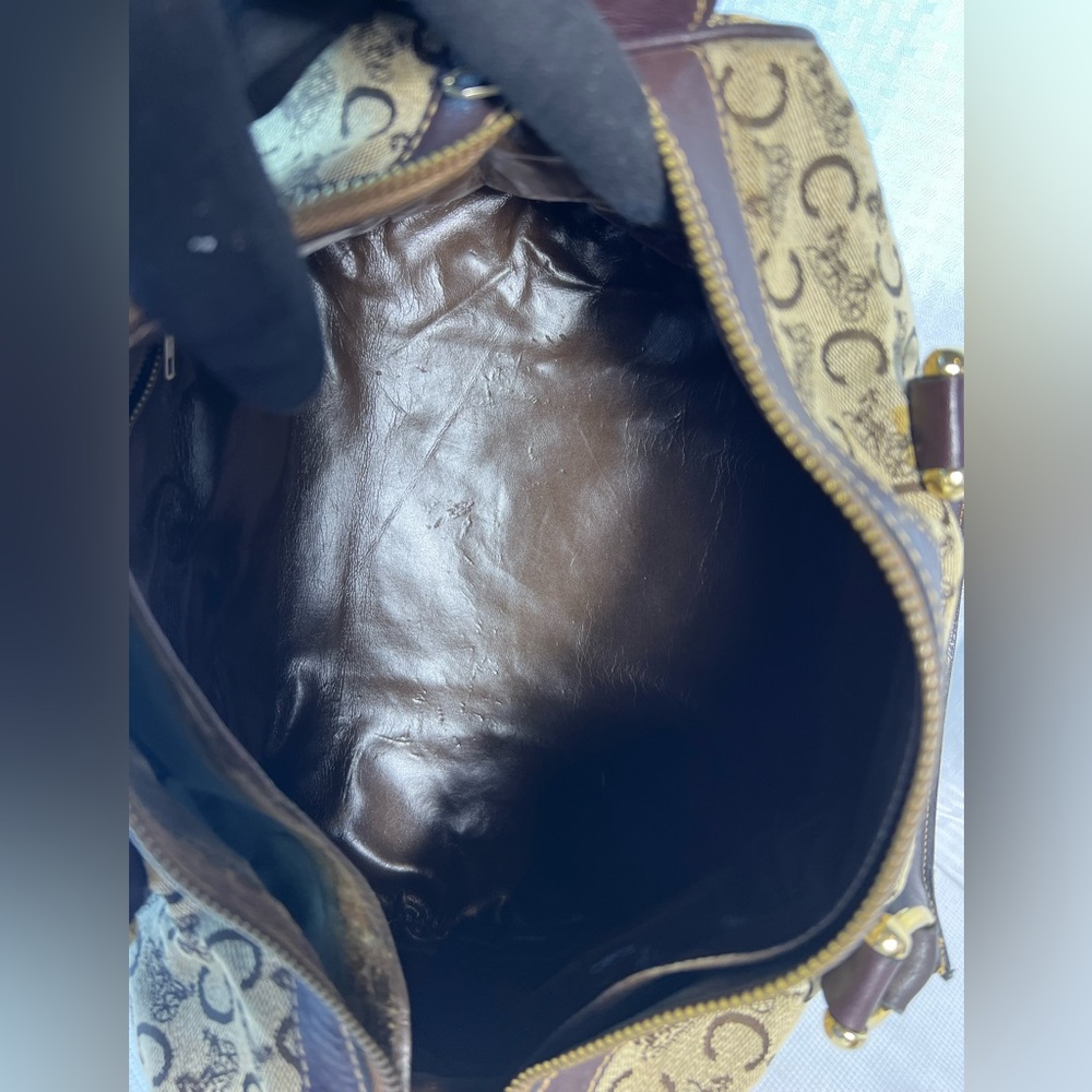 3173: Vintage Celine Sulky Monogram Boston Bag Brown Leather: needs love - Picture 7 of 12